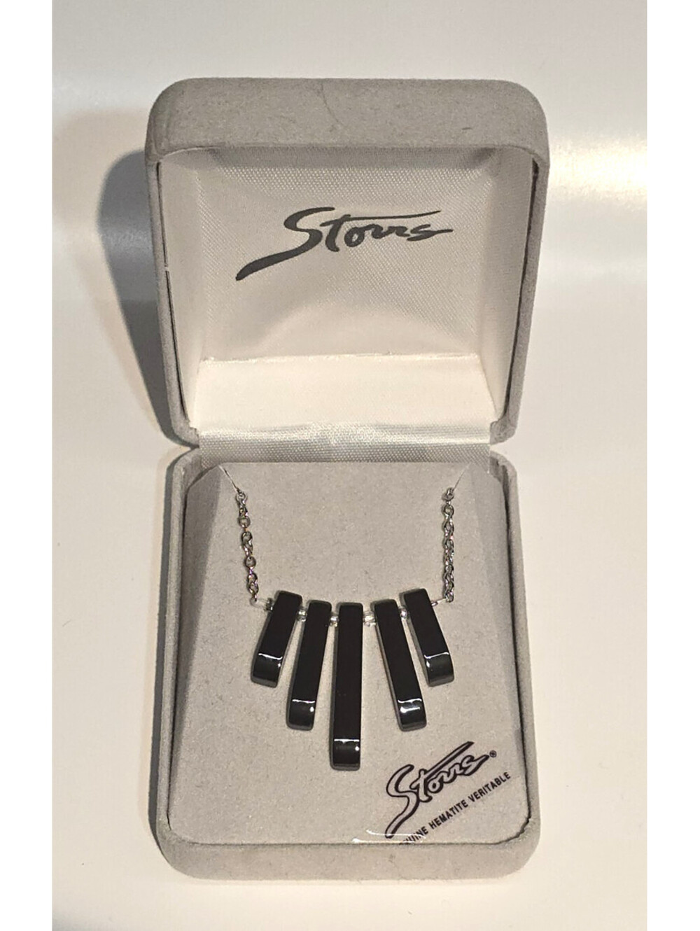 Storrs Hematite Fringe Necklace Silver Tone NEW